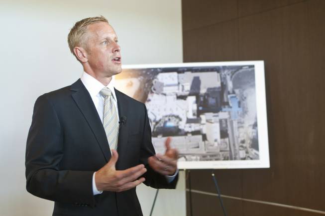 Rob Oseland, president and COO of SLS Las Vegas, talks to media Tuesday, May 1, 2012, about their newest property set to open in 2014.